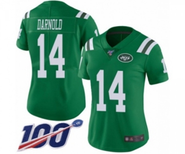 Women's New York Jets #14 Sam Darnold Limited Green Rush Vapor Untouchable 100th Season Football Jersey