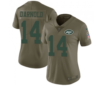 Women's New York Jets #14 Sam Darnold Limited Olive 2017 Salute to Service Football Jersey