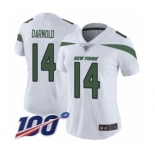 Women's New York Jets #14 Sam Darnold White Vapor Untouchable Limited Player 100th Season Football Jersey