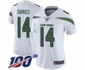 Women's New York Jets #14 Sam Darnold White Vapor Untouchable Limited Player 100th Season Football Jersey