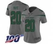 Women's New York Jets #20 Marcus Maye Limited Gray Inverted Legend 100th Season Football Jersey