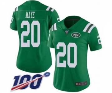 Women's New York Jets #20 Marcus Maye Limited Green Rush Vapor Untouchable 100th Season Football Jersey