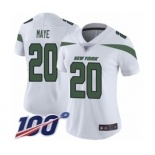 Women's New York Jets #20 Marcus Maye White Vapor Untouchable Limited Player 100th Season Football Jersey