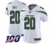 Women's New York Jets #20 Marcus Maye White Vapor Untouchable Limited Player 100th Season Football Jersey