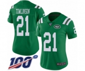 Women's New York Jets #21 LaDainian Tomlinson Limited Green Rush Vapor Untouchable 100th Season Football Jersey