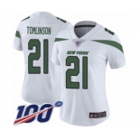 Women's New York Jets #21 LaDainian Tomlinson White Vapor Untouchable Limited Player 100th Season Football Jersey