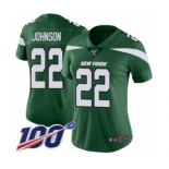 Women's New York Jets #22 Trumaine Johnson Green Team Color Vapor Untouchable Limited Player 100th Season Football Jersey