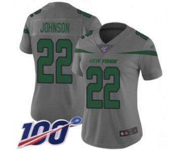 Women's New York Jets #22 Trumaine Johnson Limited Gray Inverted Legend 100th Season Football Jersey