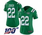 Women's New York Jets #22 Trumaine Johnson Limited Green Rush Vapor Untouchable 100th Season Football Jersey