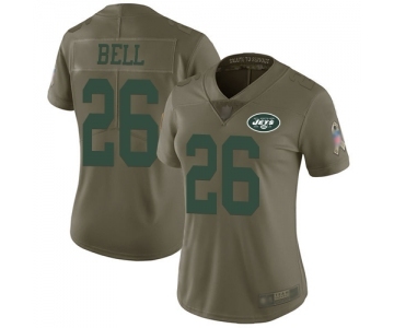 Women's New York Jets #26 Le'Veon Bell Limited Olive 2017 Salute to Service Football Jersey