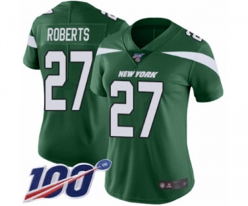 Women's New York Jets #27 Darryl Roberts Green Team Color Vapor Untouchable Limited Player 100th Season Football Jersey