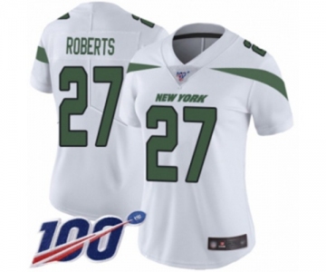 Women's New York Jets #27 Darryl Roberts White Vapor Untouchable Limited Player 100th Season Football Jersey