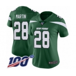 Women's New York Jets #28 Curtis Martin Green Team Color Vapor Untouchable Limited Player 100th Season Football Jersey