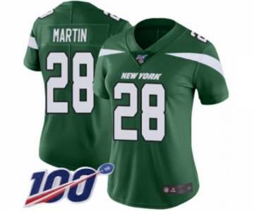 Women's New York Jets #28 Curtis Martin Green Team Color Vapor Untouchable Limited Player 100th Season Football Jersey