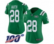 Women's New York Jets #28 Curtis Martin Limited Green Rush Vapor Untouchable 100th Season Football Jersey