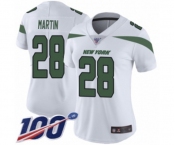 Women's New York Jets #28 Curtis Martin White Vapor Untouchable Limited Player 100th Season Football Jersey