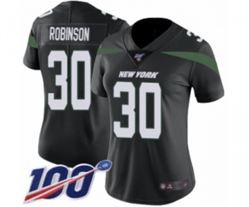 Women's New York Jets #30 Rashard Robinson Black Alternate Vapor Untouchable Limited Player 100th Season Football Jersey