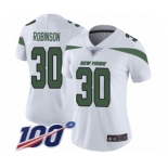 Women's New York Jets #30 Rashard Robinson White Vapor Untouchable Limited Player 100th Season Football Jersey