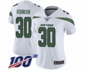 Women's New York Jets #30 Rashard Robinson White Vapor Untouchable Limited Player 100th Season Football Jersey