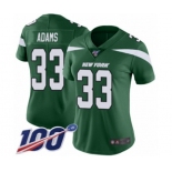 Women's New York Jets #33 Jamal Adams Green Team Color Vapor Untouchable Limited Player 100th Season Football Jersey