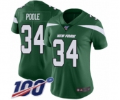 Women's New York Jets #34 Brian Poole Green Team Color Vapor Untouchable Limited Player 100th Season Football Jersey