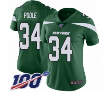 Women's New York Jets #34 Brian Poole Green Team Color Vapor Untouchable Limited Player 100th Season Football Jersey