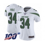 Women's New York Jets #34 Brian Poole White Vapor Untouchable Limited Player 100th Season Football Jersey