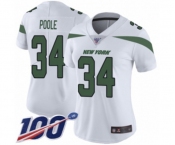 Women's New York Jets #34 Brian Poole White Vapor Untouchable Limited Player 100th Season Football Jersey