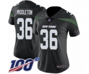 Women's New York Jets #36 Doug Middleton Black Alternate Vapor Untouchable Limited Player 100th Season Football Jersey