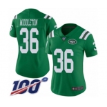 Women's New York Jets #36 Doug Middleton Limited Green Rush Vapor Untouchable 100th Season Football Jersey