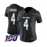 Women's New York Jets #4 Lac Edwards Black Alternate Vapor Untouchable Limited Player 100th Season Football Jersey