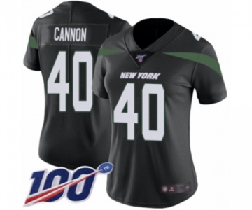 Women's New York Jets #40 Trenton Cannon Black Alternate Vapor Untouchable Limited Player 100th Season Football Jersey