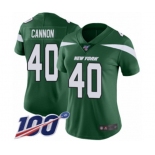 Women's New York Jets #40 Trenton Cannon Green Team Color Vapor Untouchable Limited Player 100th Season Football Jersey