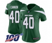 Women's New York Jets #40 Trenton Cannon Green Team Color Vapor Untouchable Limited Player 100th Season Football Jersey