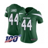 Women's New York Jets #44 Harvey Langi Green Team Color Vapor Untouchable Limited Player 100th Season Football Jersey