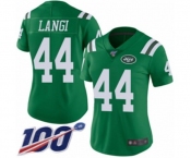 Women's New York Jets #44 Harvey Langi Limited Green Rush Vapor Untouchable 100th Season Football Jersey