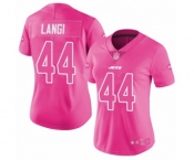 Women's New York Jets #44 Harvey Langi Limited Pink Rush Fashion Football Jersey