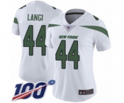 Women's New York Jets #44 Harvey Langi White Vapor Untouchable Limited Player 100th Season Football Jersey