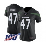 Women's New York Jets #47 Trevon Wesco Black Alternate Vapor Untouchable Limited Player 100th Season Football Jersey