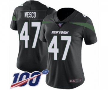 Women's New York Jets #47 Trevon Wesco Black Alternate Vapor Untouchable Limited Player 100th Season Football Jersey