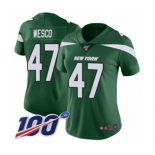 Women's New York Jets #47 Trevon Wesco Green Team Color Vapor Untouchable Limited Player 100th Season Football Jersey