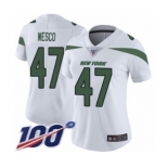 Women's New York Jets #47 Trevon Wesco White Vapor Untouchable Limited Player 100th Season Football Jersey