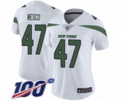 Women's New York Jets #47 Trevon Wesco White Vapor Untouchable Limited Player 100th Season Football Jersey