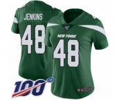 Women's New York Jets #48 Jordan Jenkins Green Team Color Vapor Untouchable Limited Player 100th Season Football Jersey