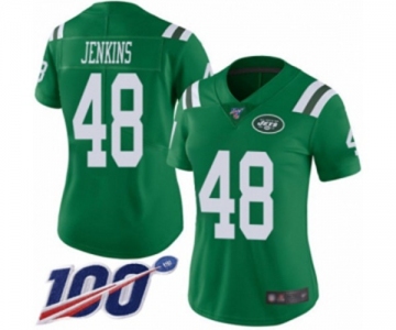 Women's New York Jets #48 Jordan Jenkins Limited Green Rush Vapor Untouchable 100th Season Football Jersey