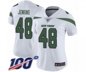 Women's New York Jets #48 Jordan Jenkins White Vapor Untouchable Limited Player 100th Season Football Jersey