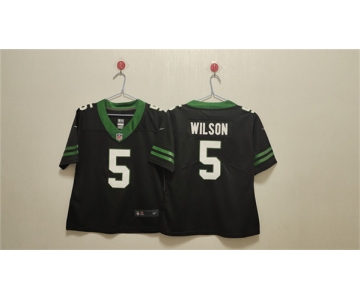 Women's New York Jets #5 Garrett Wilson Black Vapor Football Stitched Jersey