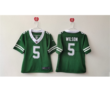 Women's New York Jets #5 Garrett Wilson Green Vapor Football Stitched Jersey