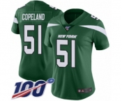 Women's New York Jets #51 Brandon Copeland Green Team Color Vapor Untouchable Limited Player 100th Season Football Jersey