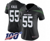 Women's New York Jets #55 Ryan Kalil Black Alternate Vapor Untouchable Limited Player 100th Season Football Jersey